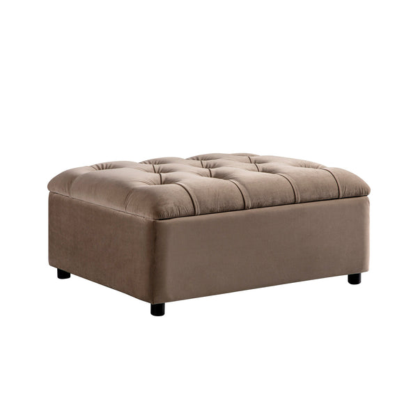 Portland Twin Buttoned Fold-Out Bed in Ottoman, Mink Velvet