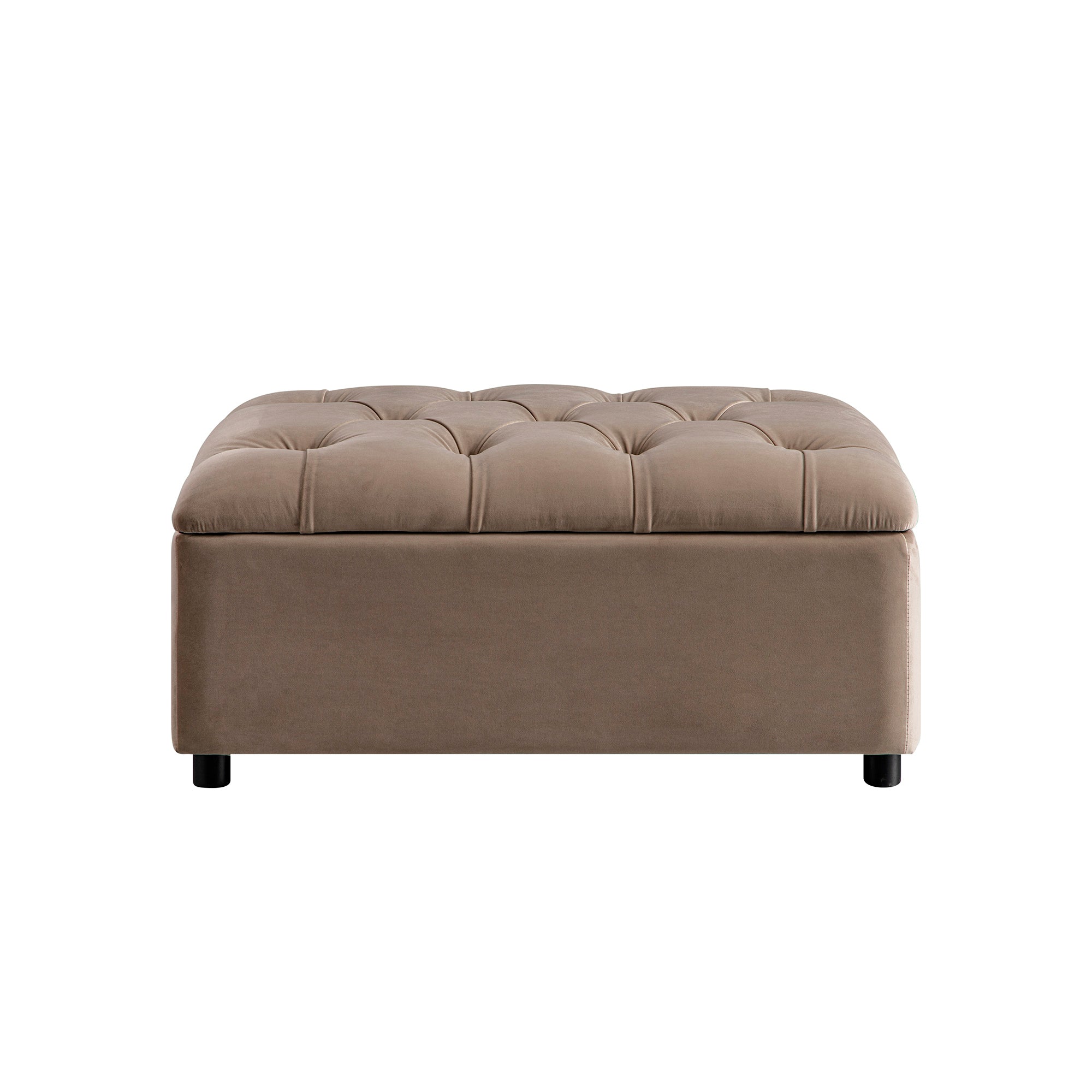 Portland Twin Buttoned Fold-Out Bed in Ottoman, Mink Velvet