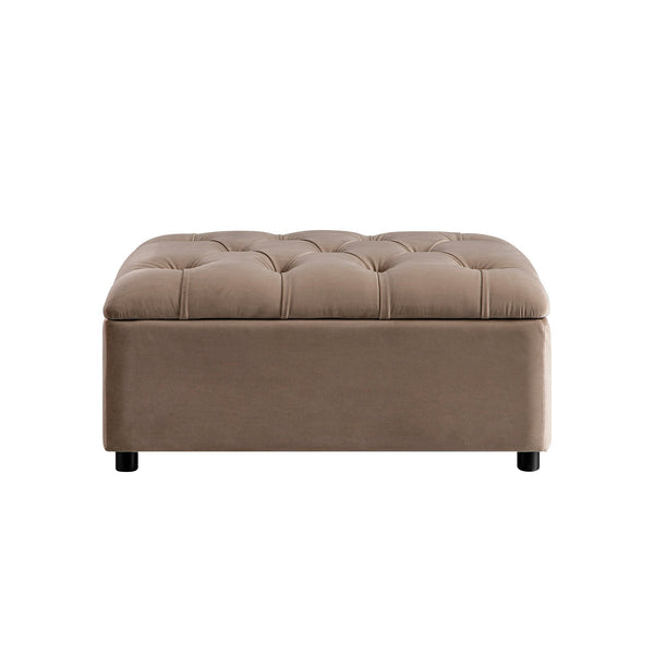 Portland Twin Buttoned Fold-Out Bed in Ottoman, Mink Velvet