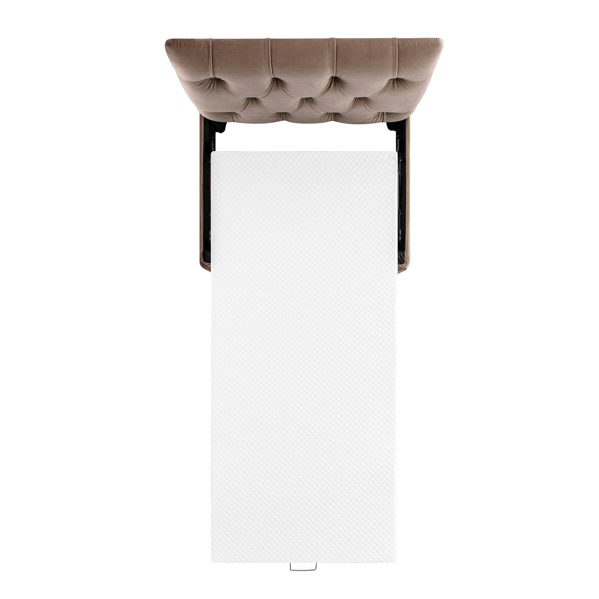 Portland Twin Buttoned Fold-Out Bed in Ottoman, Mink Velvet