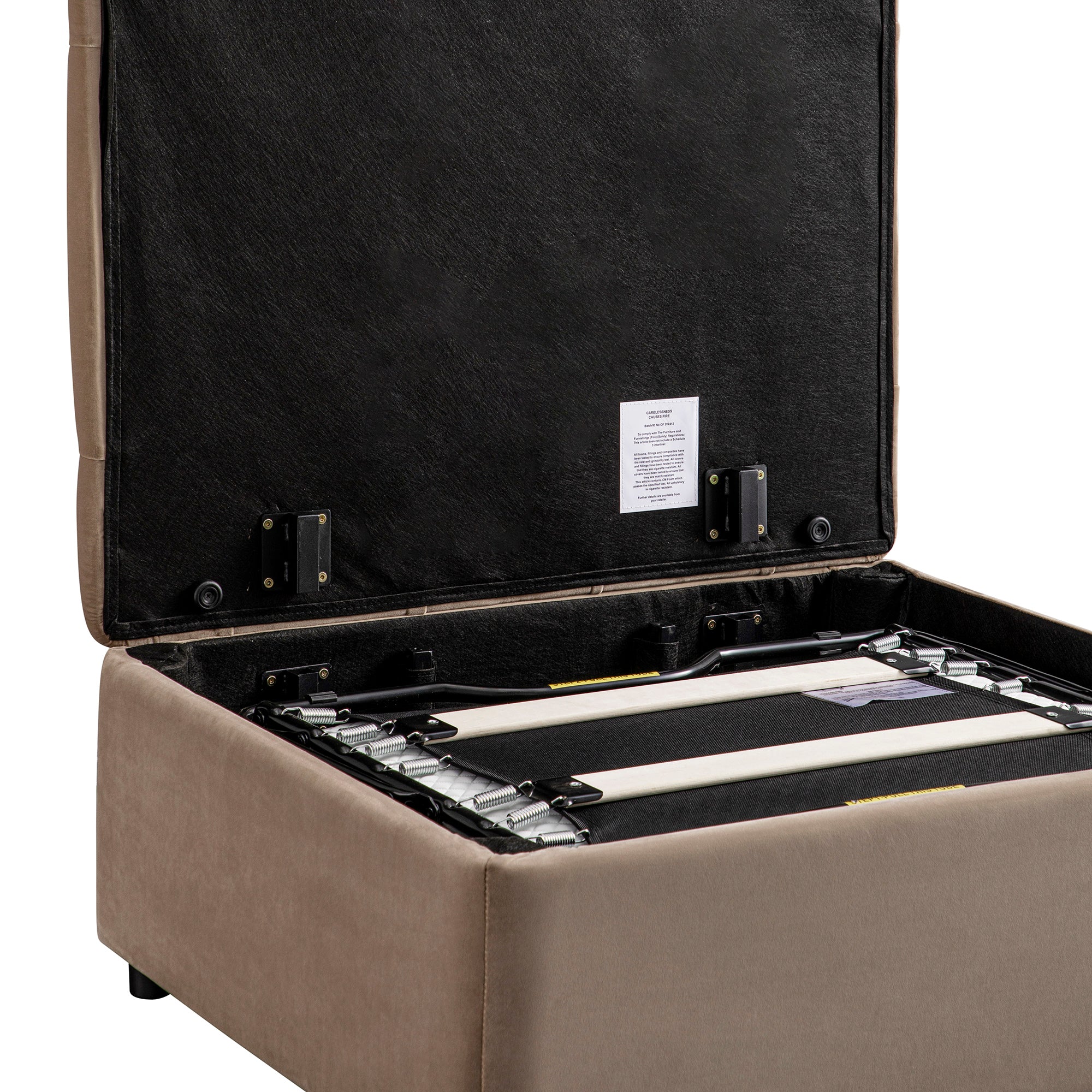 Portland Twin Buttoned Fold-Out Bed in Ottoman, Mink Velvet