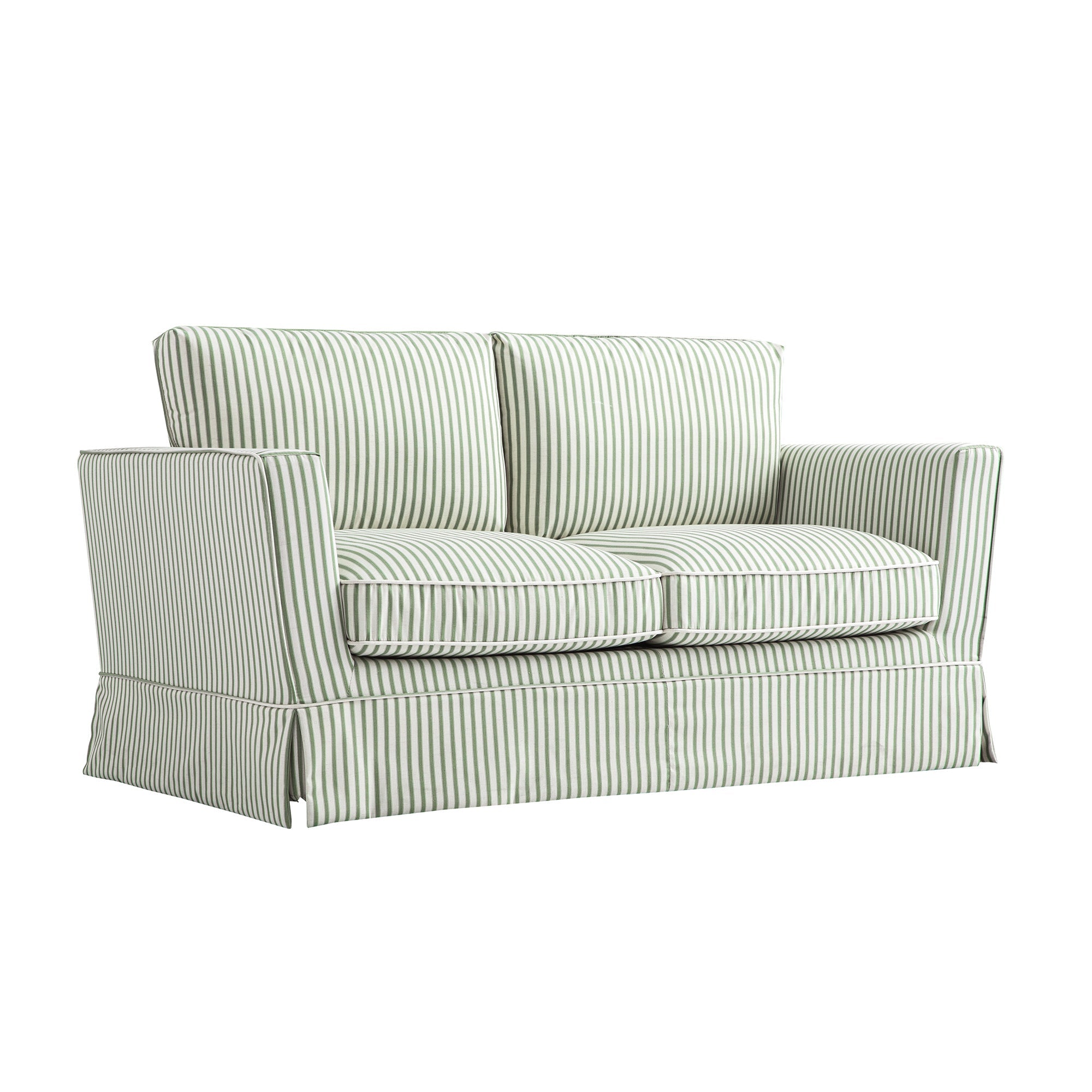 Fitz Skirted 2-Seater Sofa, Sage Striped Linen Blend