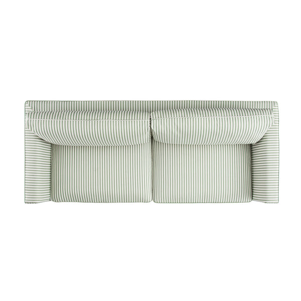 Fitz Skirted Large 3-Seater Sofa, Sage Striped Linen Blend