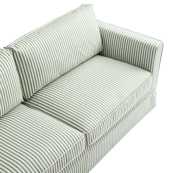 Fitz Skirted Large 3-Seater Sofa, Sage Striped Linen Blend