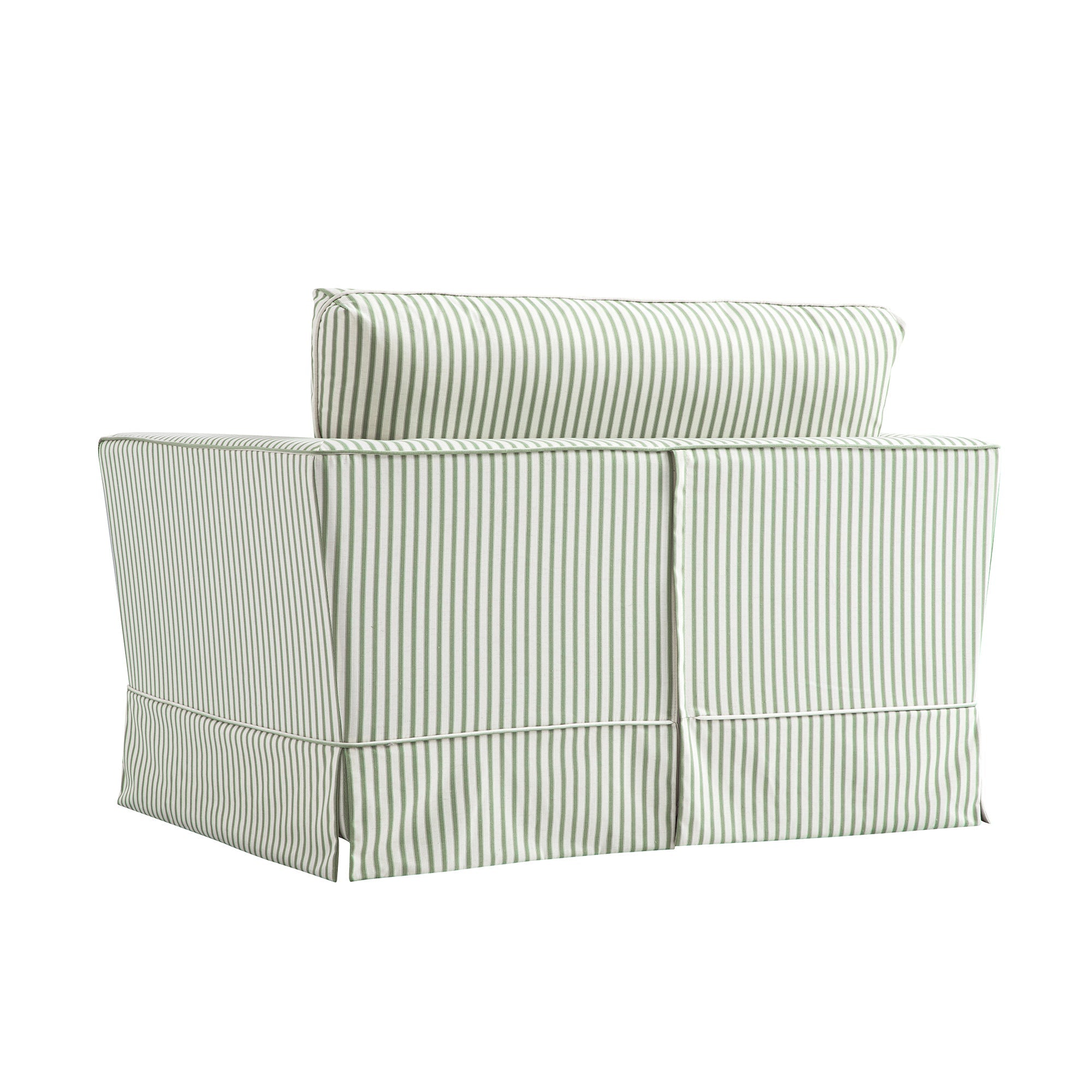 Fitz Skirted Loveseat, Sage Striped Linen Blend