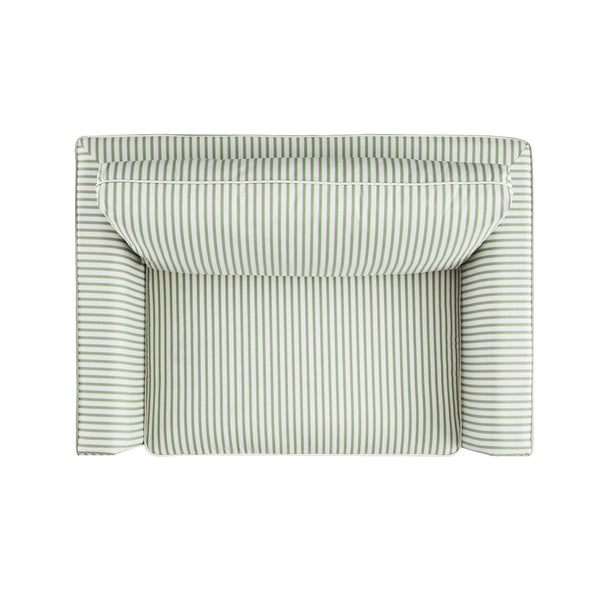 Fitz Skirted Loveseat, Sage Striped Linen Blend