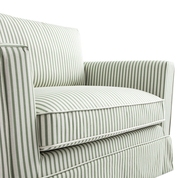 Fitz Skirted Loveseat, Sage Striped Linen Blend