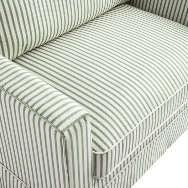 Fitz Skirted Loveseat, Sage Striped Linen Blend
