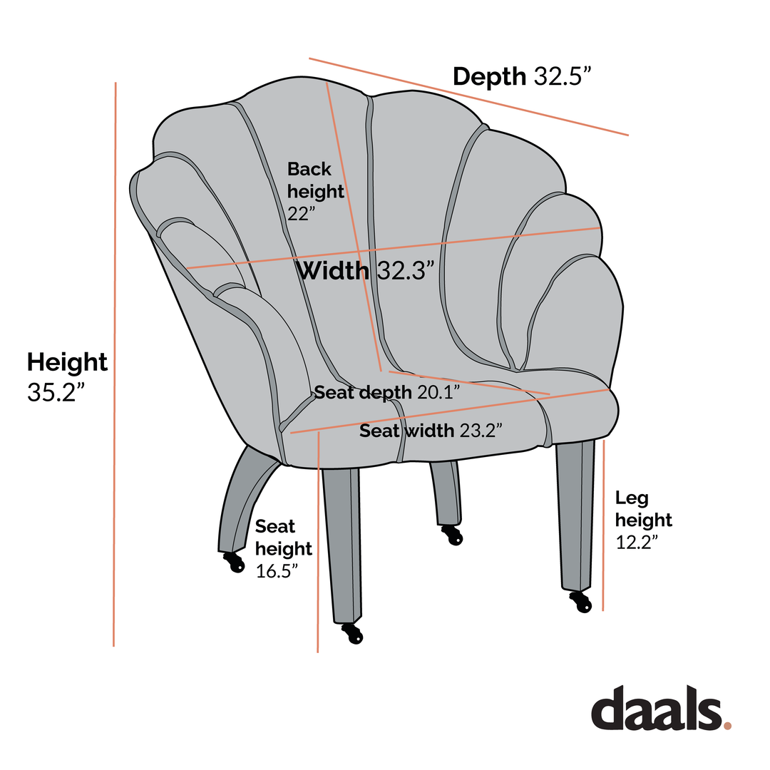 Barnard Scalloped Clam Chair, Mustard Chenille | daals.com