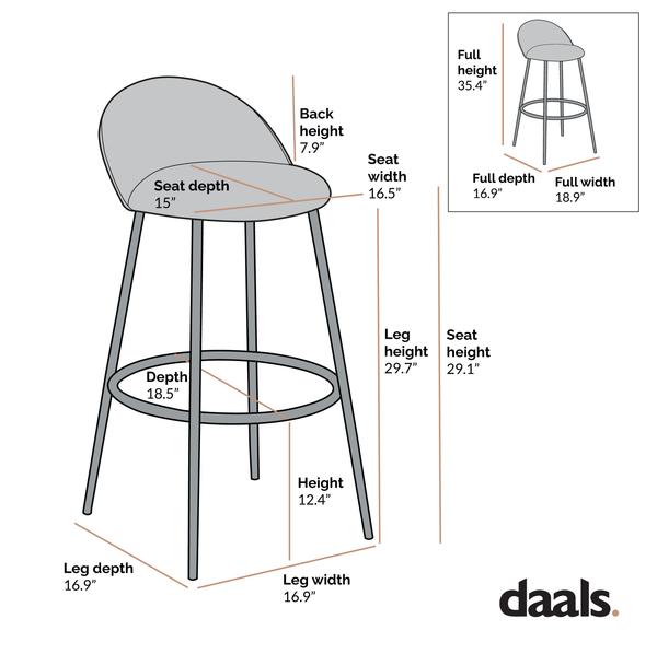 Barton Set of 2 Blue Velvet Upholstered Bar Stools with Contrast Piping