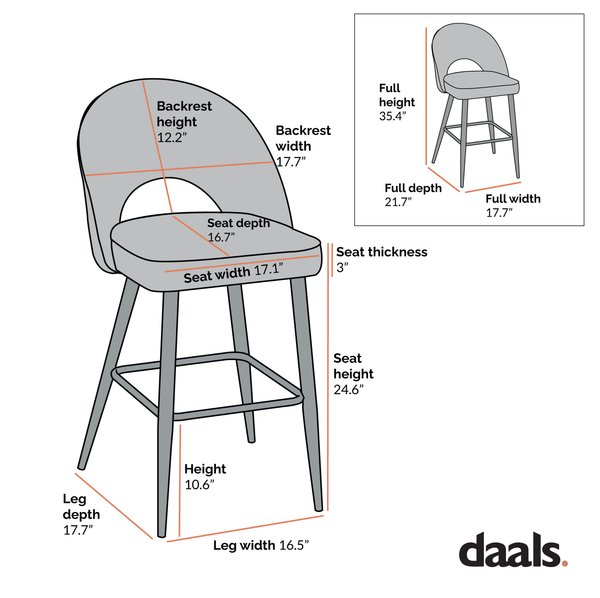 Oakley Set of 2 Dark Green Velvet Upholstered Counter Stools with Contrast Piping