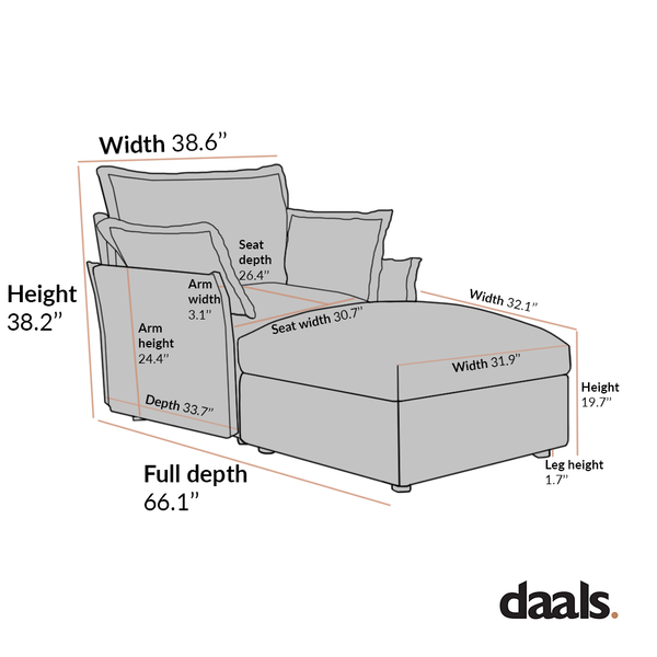 Byron Pillow Edge Mist Gray Boucle Sectional Sofa, 1-Seater Chaise