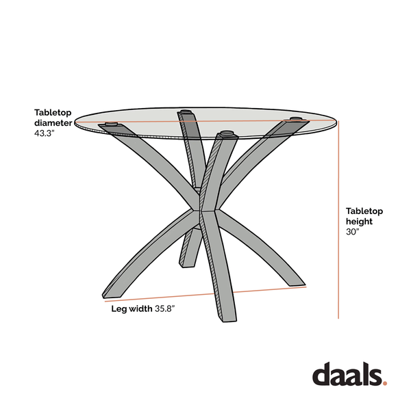 Lugano Round Glass Top Dining Table with Solid Oak Legs