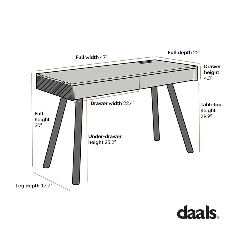 Zermatt Smart Desk with Built-in Bluetooth/USB Speaker & Charger