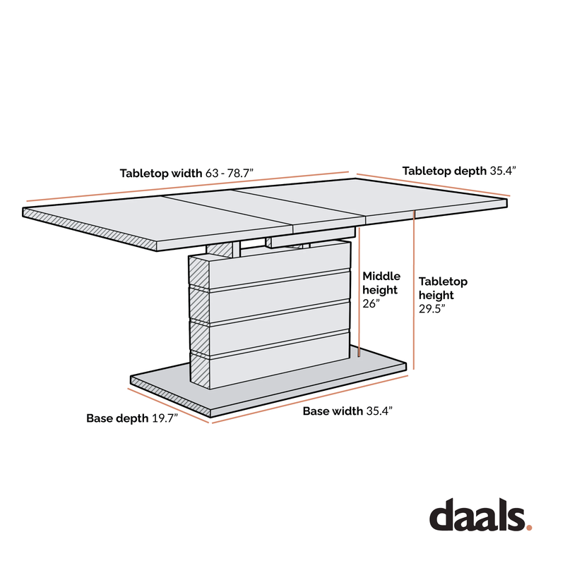 Hayne High Gloss 6 to 8 Seater White Extending Dining Table
