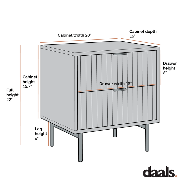 Aspen Oak and Marble Effect 2-Drawer Nightstand