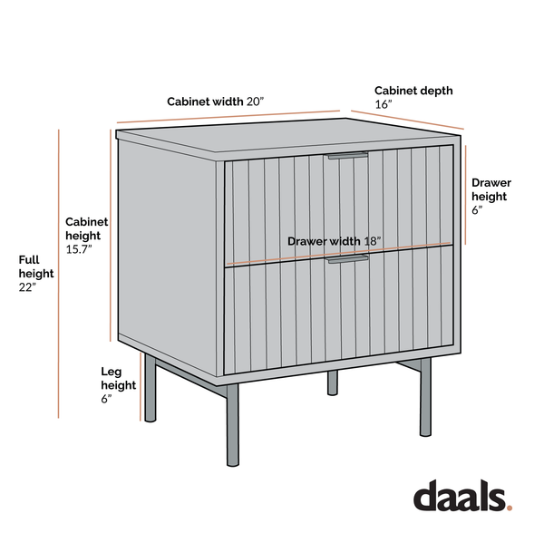 Aspen Oak and Marble Effect 2-Drawer Nightstand