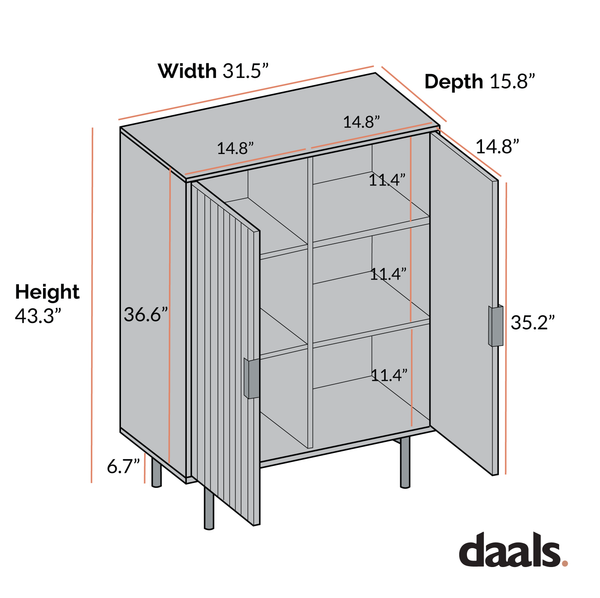 Richmond Ridged Highboard Storage Cabinet, Matte Black