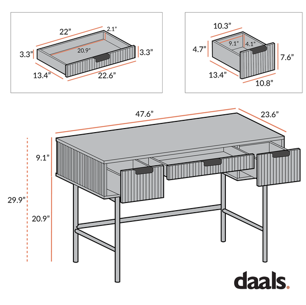 Richmond Ridged Vanity Table, Matte Black