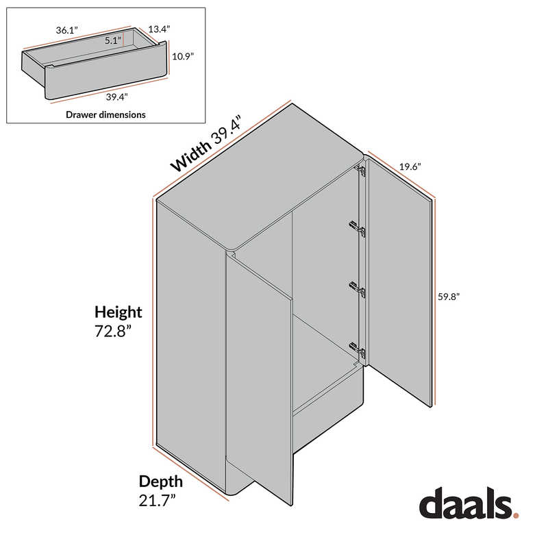 Agnes Curved Edge Double Closet, Natural
