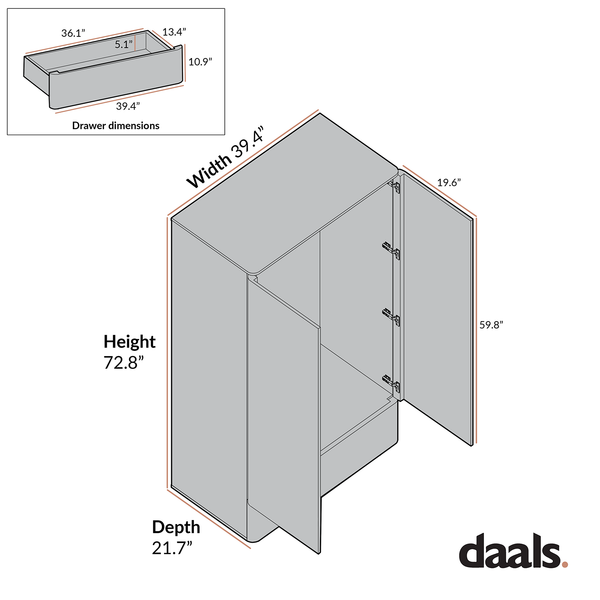 Agnes Curved Edge Double Closet, Natural