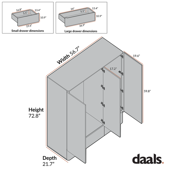 Agnes Curved Edge Triple Closet, Natural