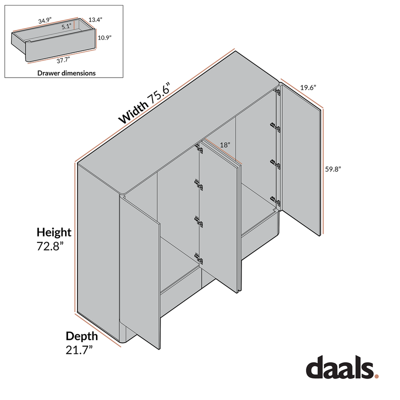 Agnes Curved Edge 4-Door Closet, Natural
