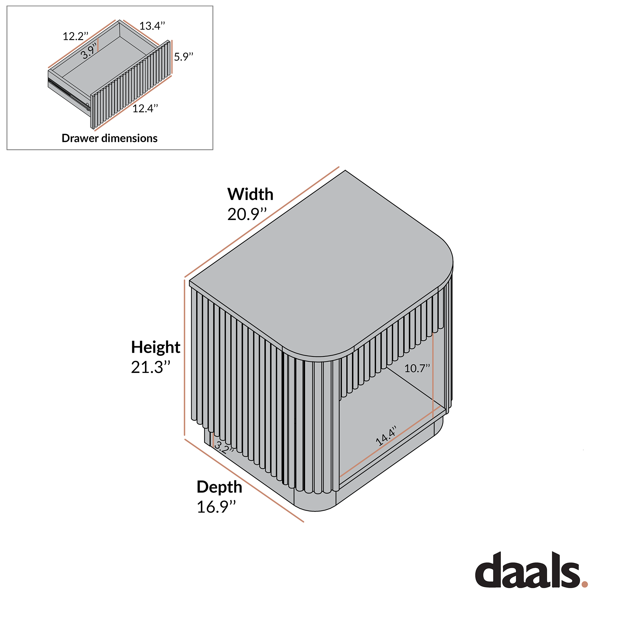 Maru 1-Drawer Nightstand, Oak