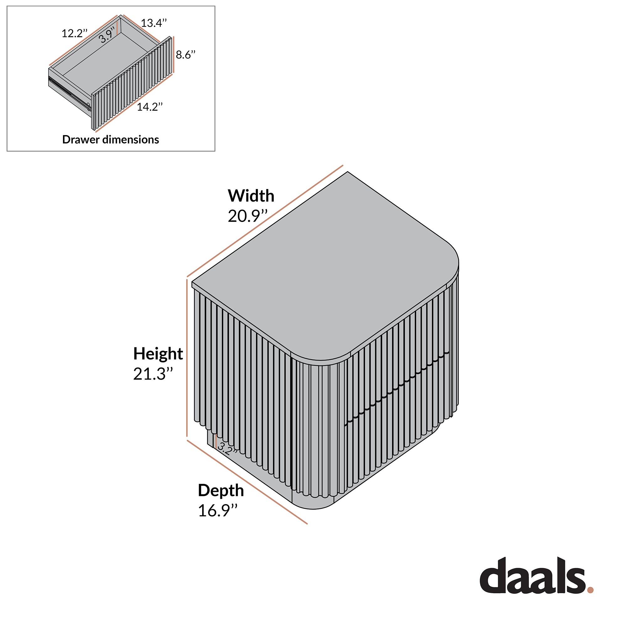 Maru 2-Drawer Nightstand, Oak
