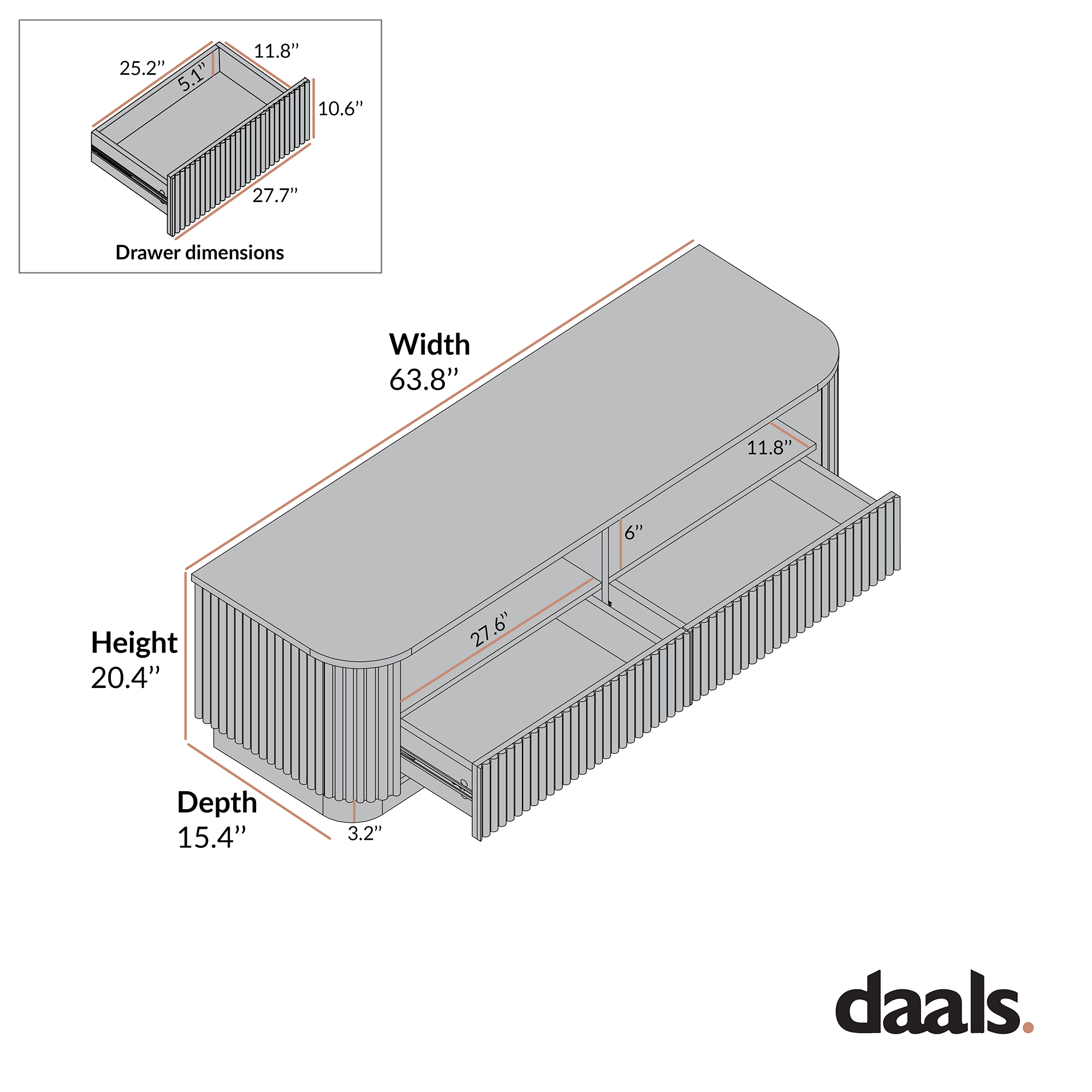 Maru 64" Wide Media Unit with Drawers, Silver Oak