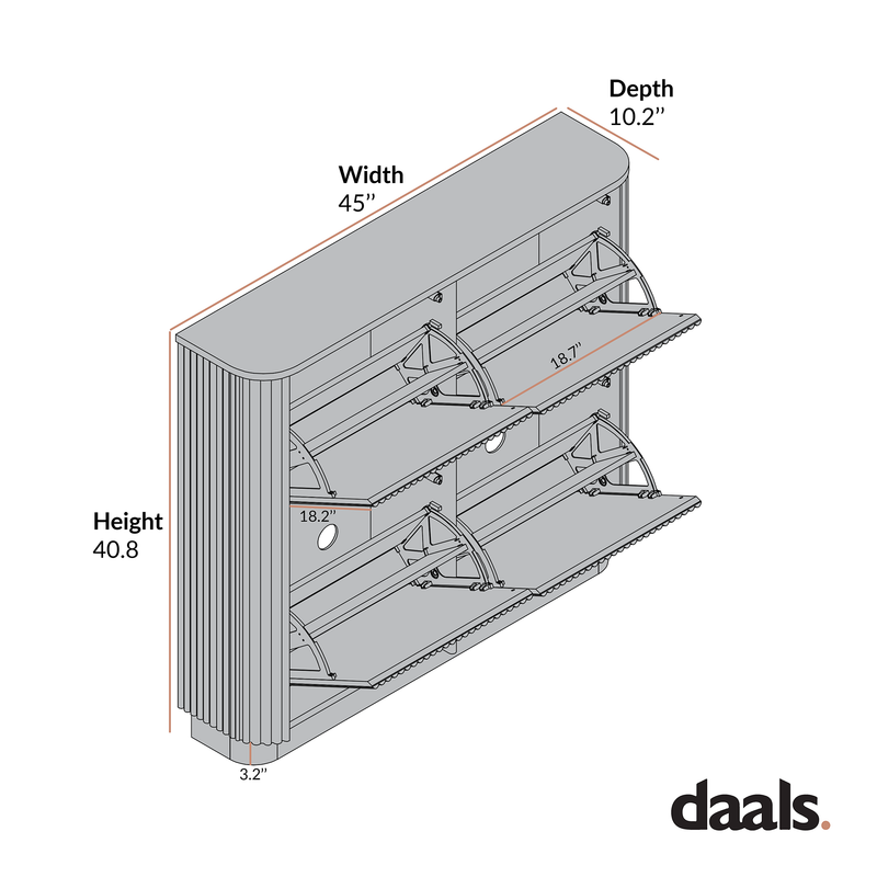 Maru 4-Door Shoe Storage Cabinet, Silver Oak