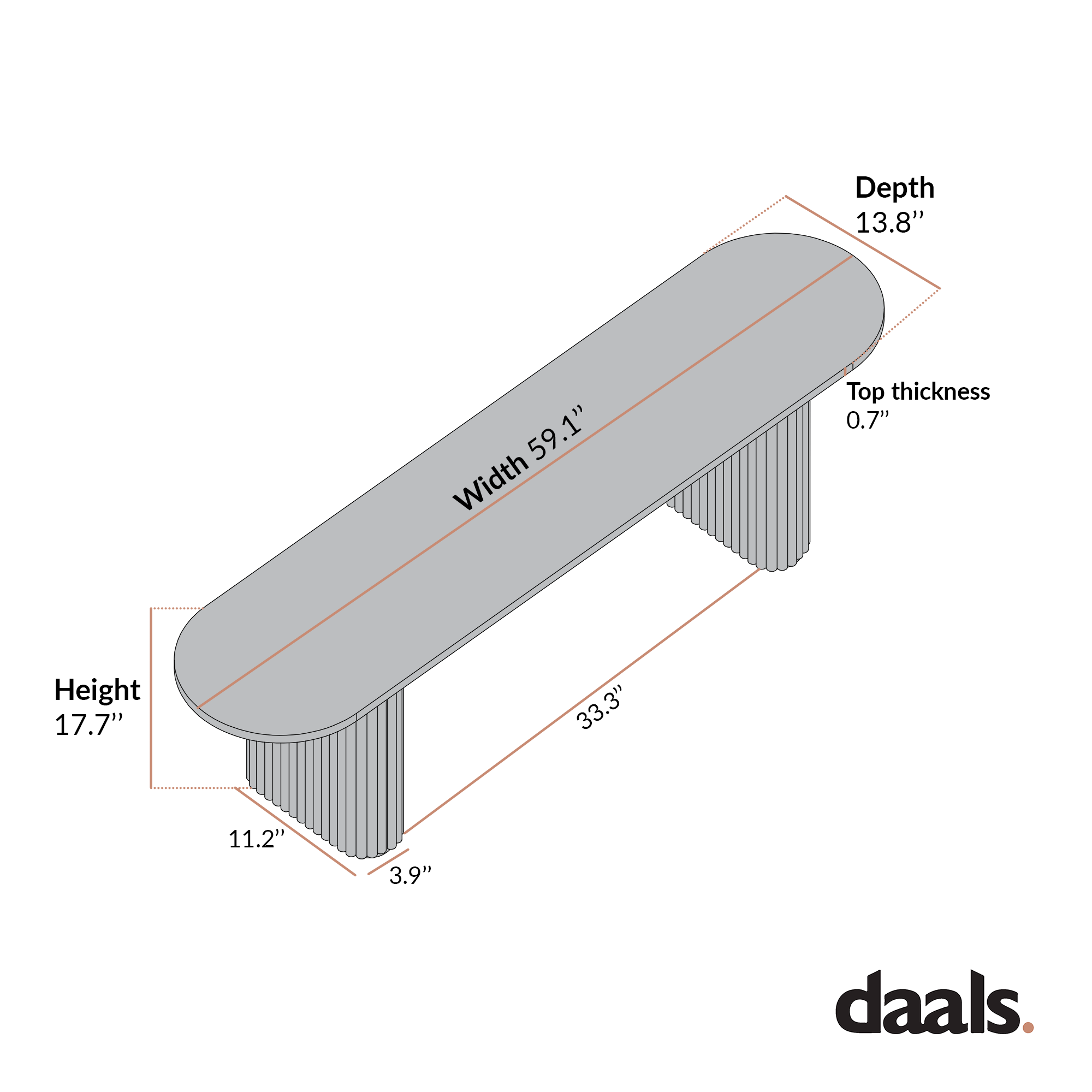 Maru 59" Dining Bench, Oak
