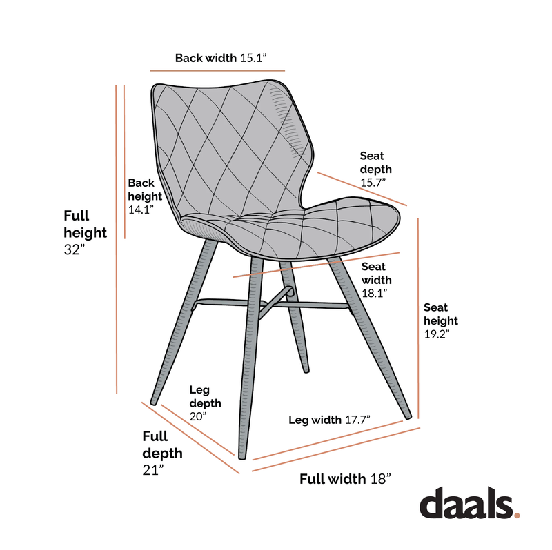 Ampney Velvet Diamond Stitch Set of 2 Dining Chairs with Metal Legs (Dark Gray Velvet)