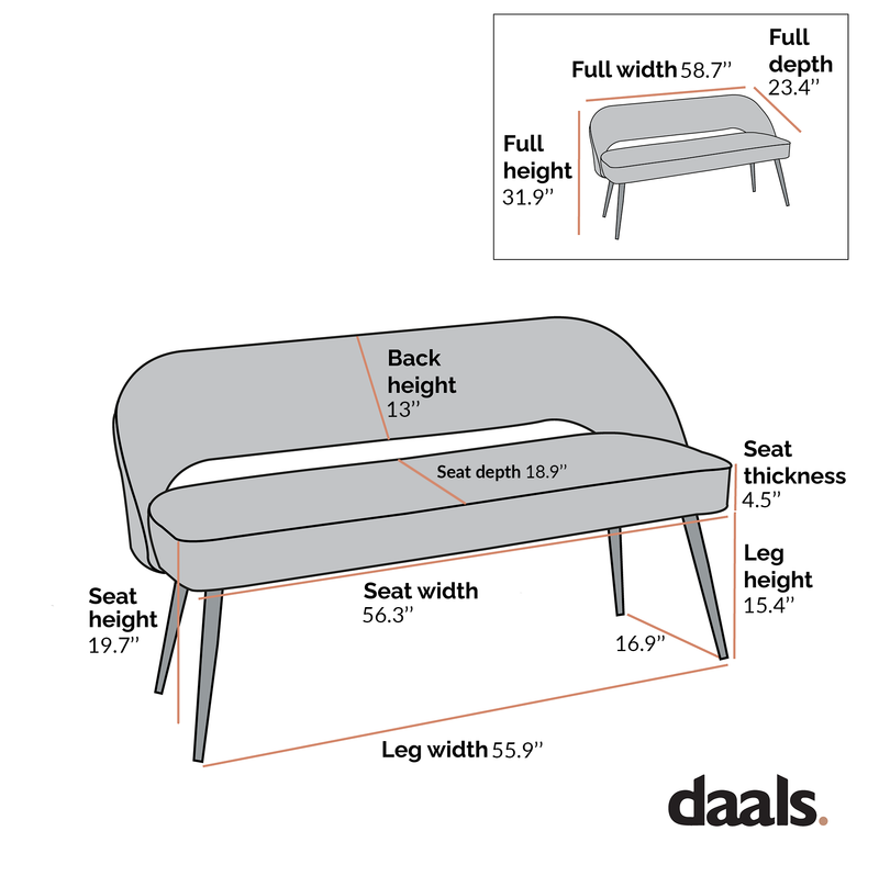 Oakley Dark Green Velvet Upholstered 3 Seater Dining Bench with Contrast Piping