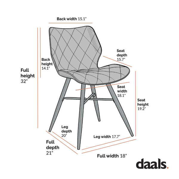 Ampney Diamond Stitch Light Grey Velvet Dining Chair Set of 2 with Metal Legs