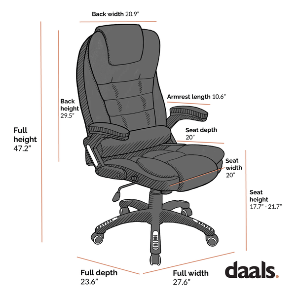 Executive Recline Padded Swivel Office Chair with Vibrating Massage Function, MM17 Grey Fabric