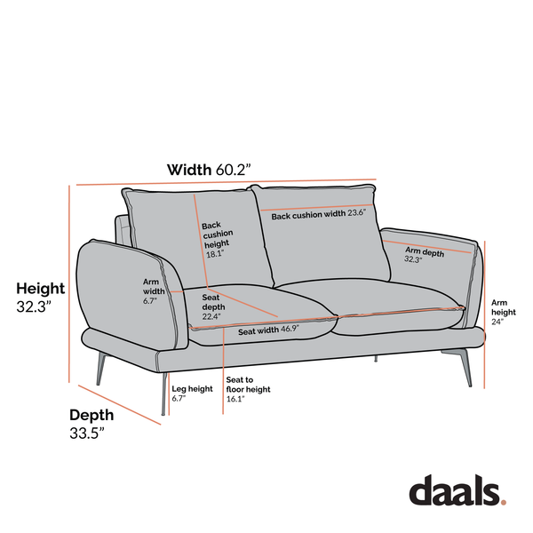 Obriel Oatmeal Fabric Sofa, 2-Seater
