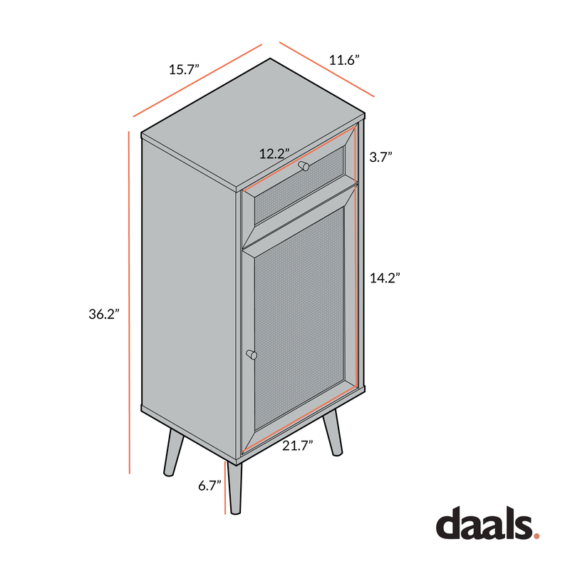 Frances Woven Rattan 1-Door Bathroom Cabinet, Natural