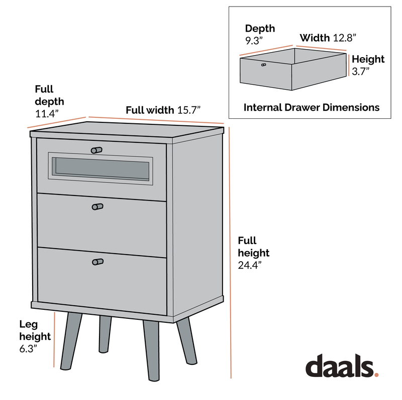 Anya Woven Rattan 3-Drawer Nightstand in Mint