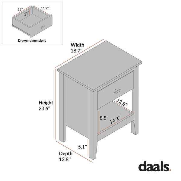 Oakham 1-Drawer Nightstand, Nude Pink