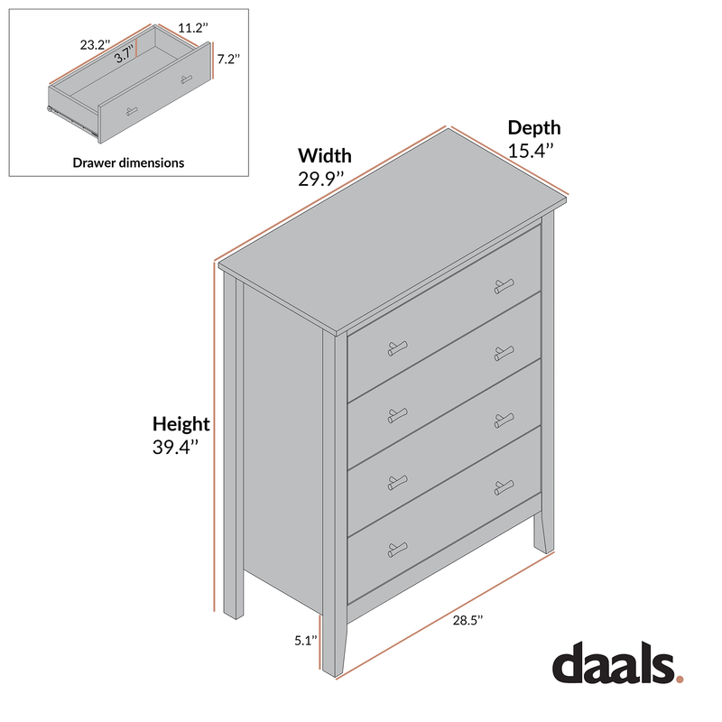 Oakham 4-Drawer Dresser, Rattan Yellow