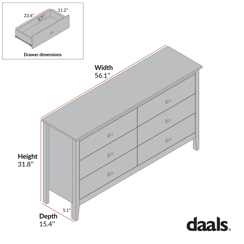 Oakham 6-Drawer Dresser, Desert Sage - daals Oakham 6-Drawer Dresser, Desert Sage - daals