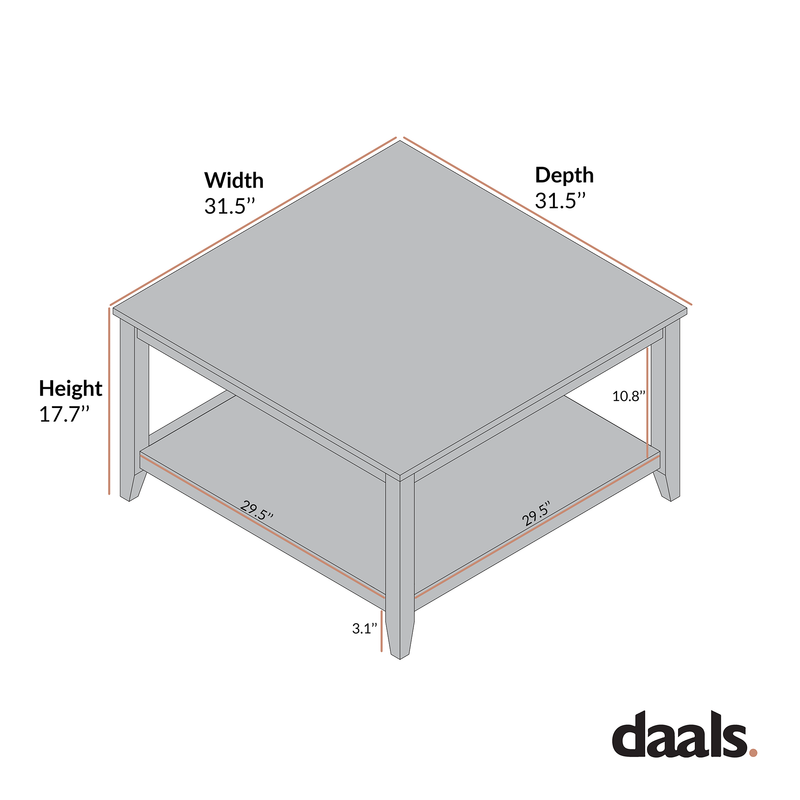 Oakham 32" Square Coffee Table, Wild Cherry