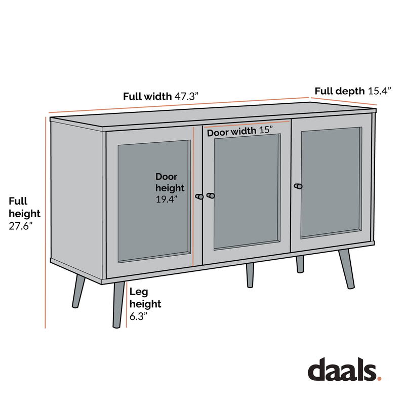 Frances Woven Rattan 3-Door Sideboard in Black