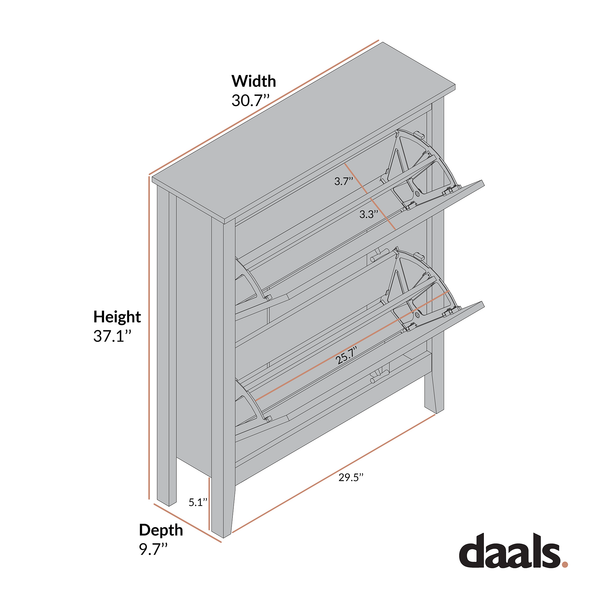 Oakham 2-Tier Shoe Cabinet, Shaded White