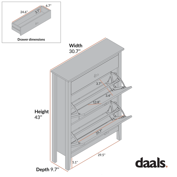 Oakham 2-Tier Shoe Cabinet with Top Drawer, Nude Pink