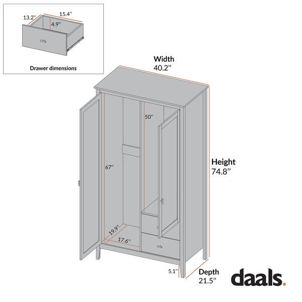 Oakham Mirrored Double Closet, Rattan Yellow