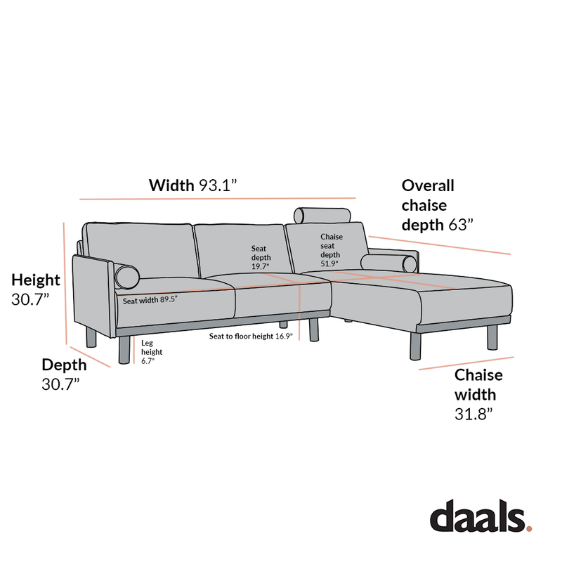 Timber Gray Marl Fabric Sofa, Large 3-Seater Chaise Sofa Right Hand Facing