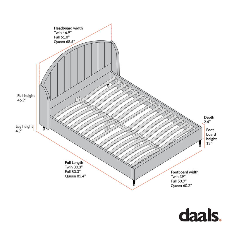 Eleanor White Boucle Upholstered Bed Frame with Domed Headboard