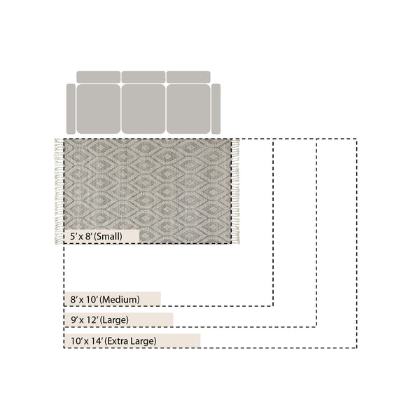 Avanti Handwoven Light Gray and Cream Diamond Bobble Wool Rug